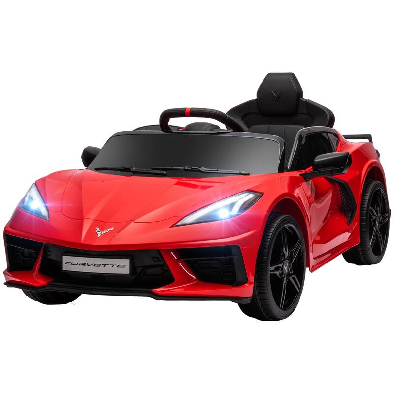 12V Kids Ride-On Chevrolet Corvette Licensed Car with Suspension, USB Music Port, and Dual Driving Modes for 3-6 Years