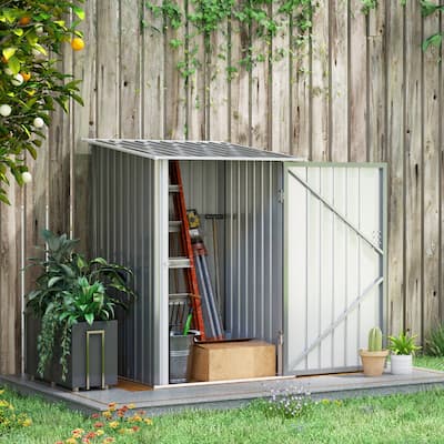 Small Outdoor Garden Storage Shed with Lockable Door and Sloped Roof - 39.25" W x 40.5" D x 57.5"/63" H