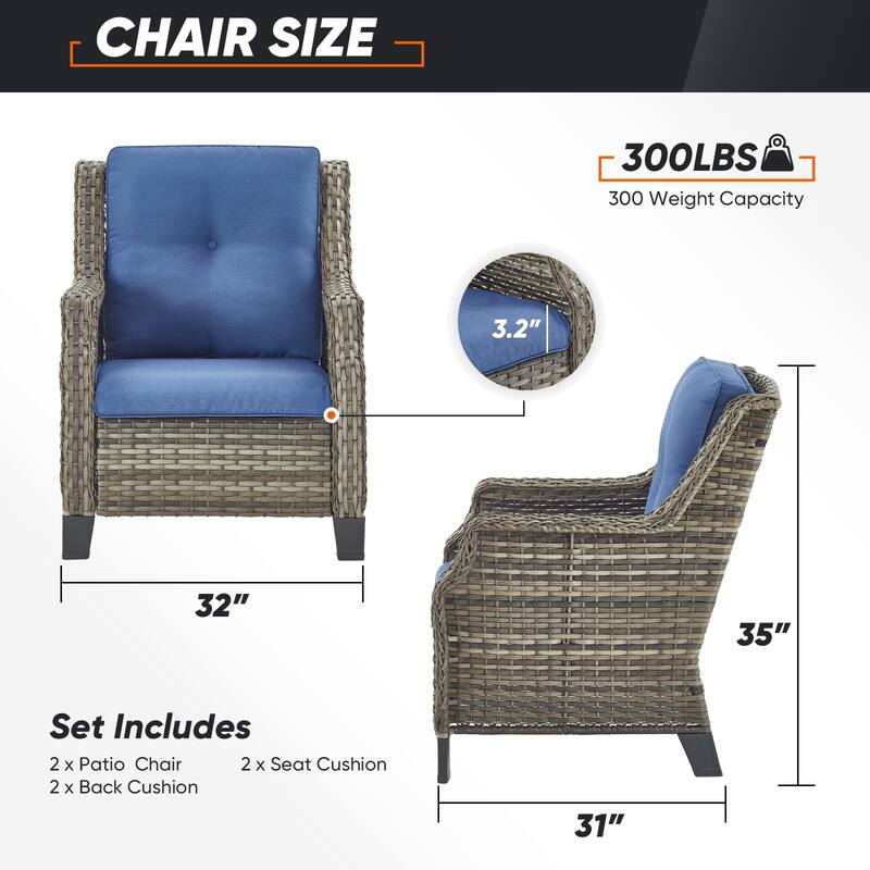 PE Wicker Rattan Chairs Sofa Sets with Chairs - Grey