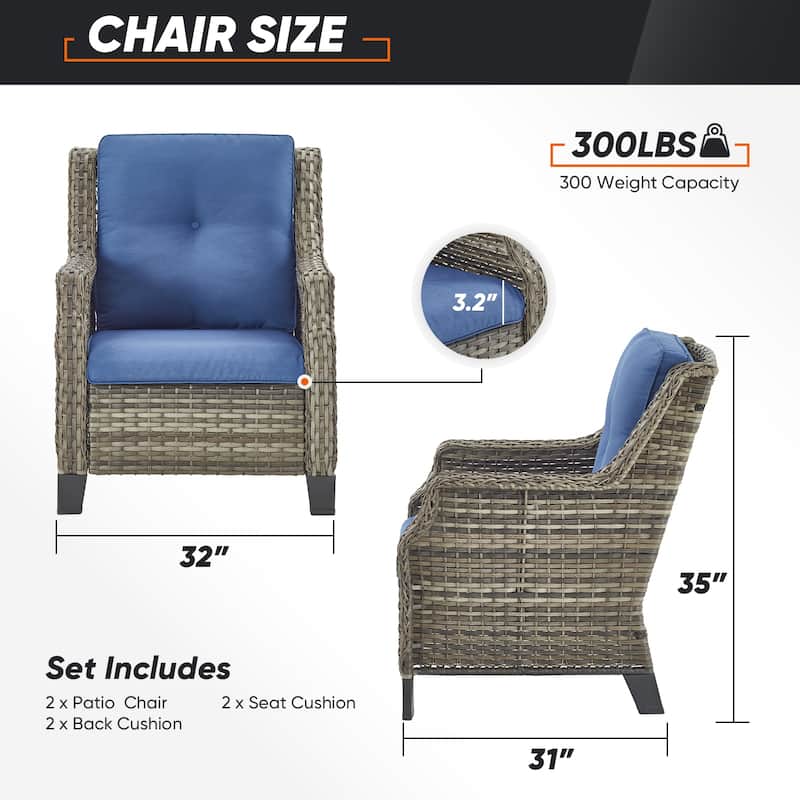 Patio Single Sofa Chairs Outdoor Chairs Set of 2 - Grey