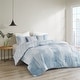 preview thumbnail 3 of 13, N Natori Brush Stroke Blue 4 Piece Oversized Reversible Seersucker Comforter Set