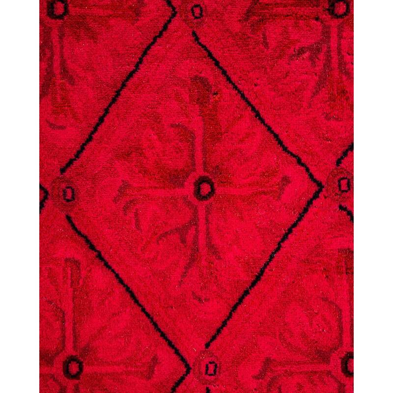 Overton Hand Knotted Wool Vintage Inspired Modern Contemporary Overdyed Pink Area Rug - 8' 2" x 9' 10"