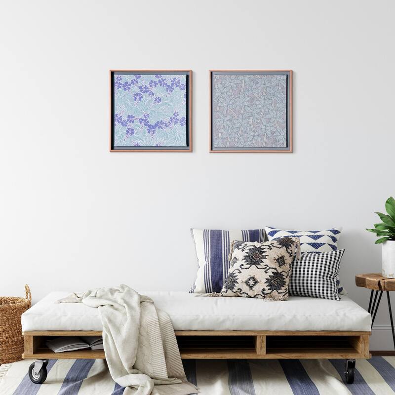 Kona Coast by Reyn Spooner Framed Floated Tropical Blue Fish Floated Printed Linen Wall Art Set of 2