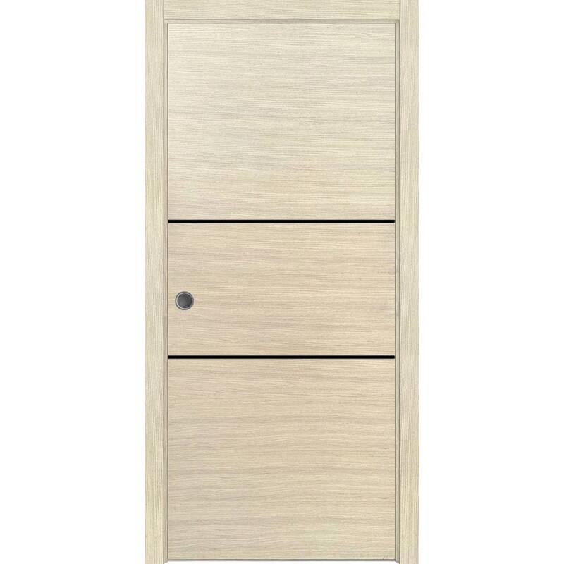 French Pocket Door 28x80 with Planum 0014 Natural Veneer Kit Trims Rail - 36" x 84"