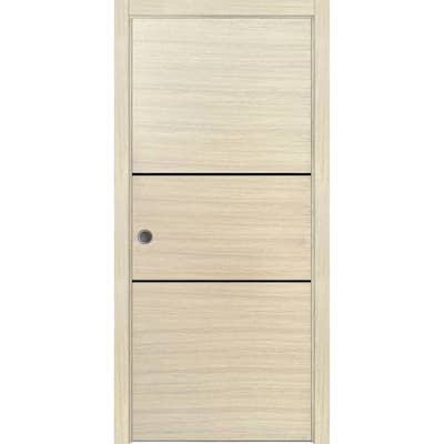 French Pocket Door 28x80 with Planum 0014 Natural Veneer Kit Trims Rail