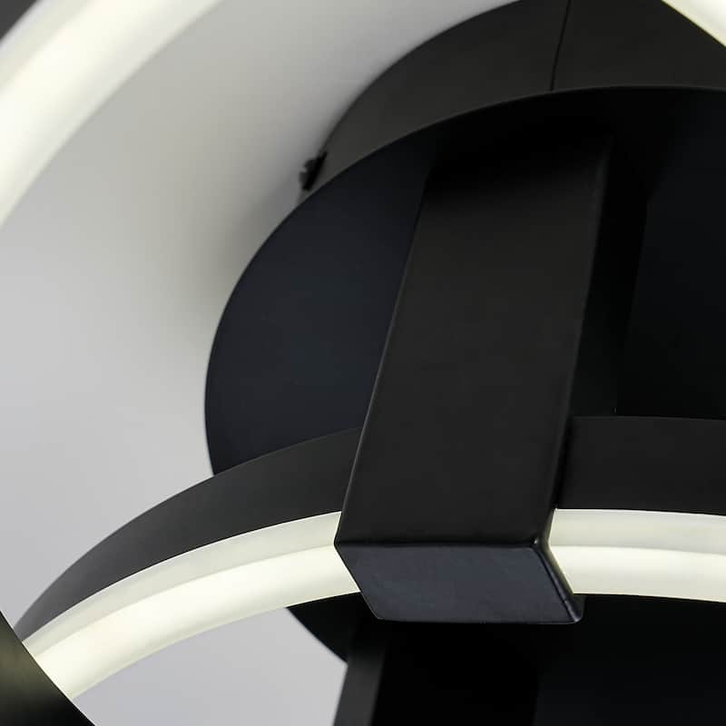 Black or Gold 22" Simple Geometric LED Semi Flush Mount, Nordic Futuristic Sci-fi Leds Ceiling Light - N/A