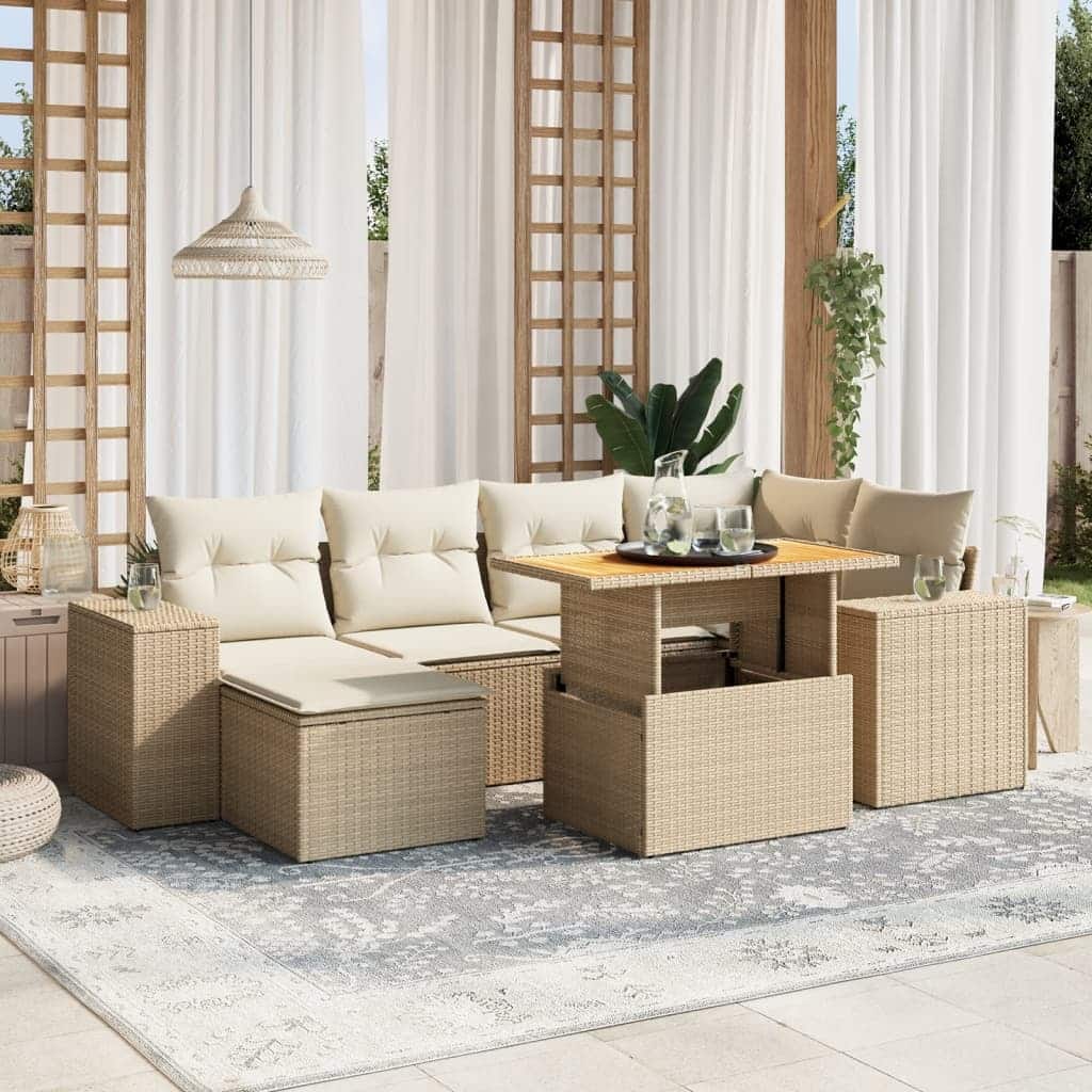 vidaXL Garden Sofa Set Beige - 21.7 x 39.4 x 27.2