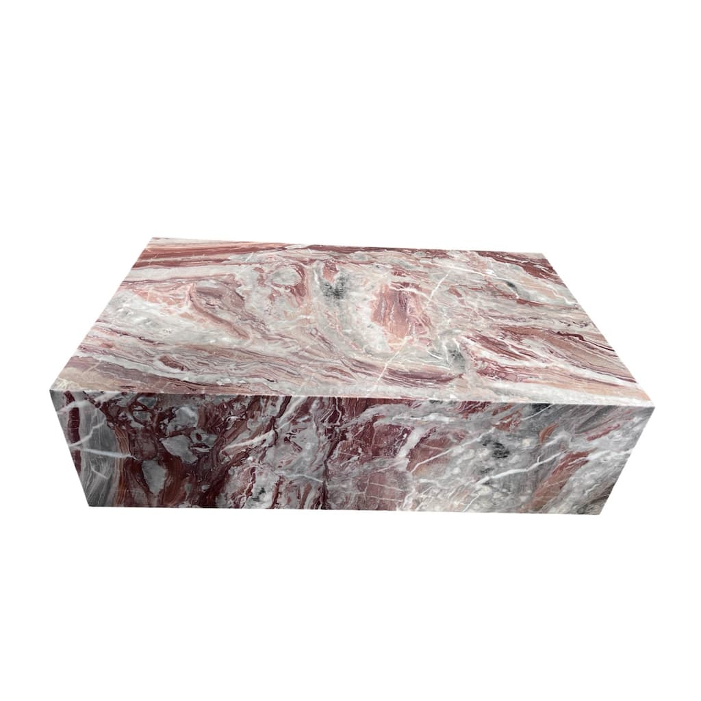 Genuine Marble Block Coffee Table - Rosso Orobico Marble