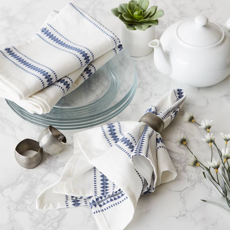DII French Blue Zig Dobby Stripe Napkin (Set of 6)