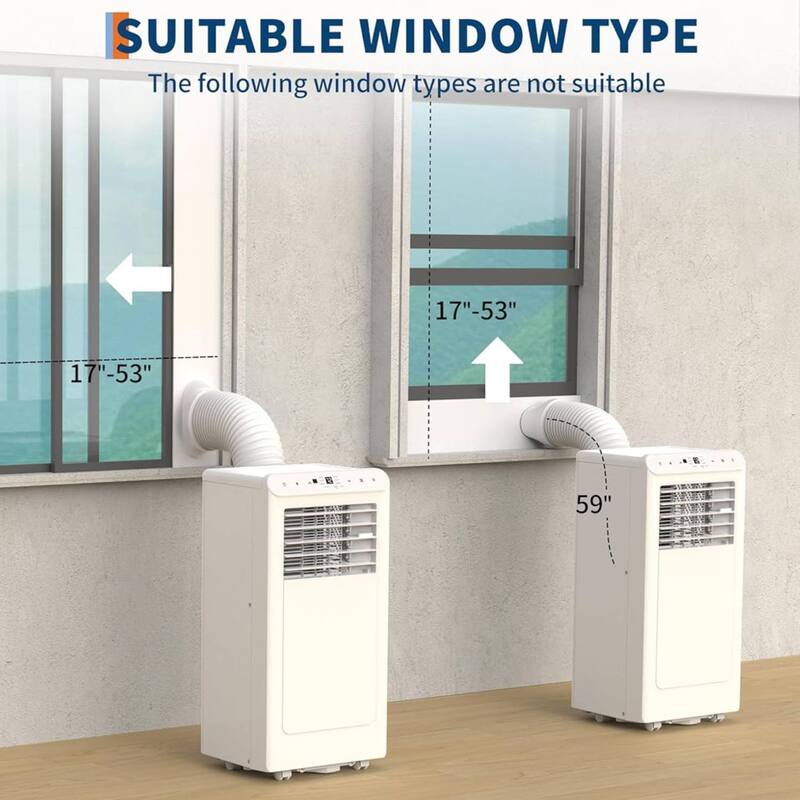 8000 BTU Portable Air Conditioner for Rooms with Dehumidifier, Quiet - N/A