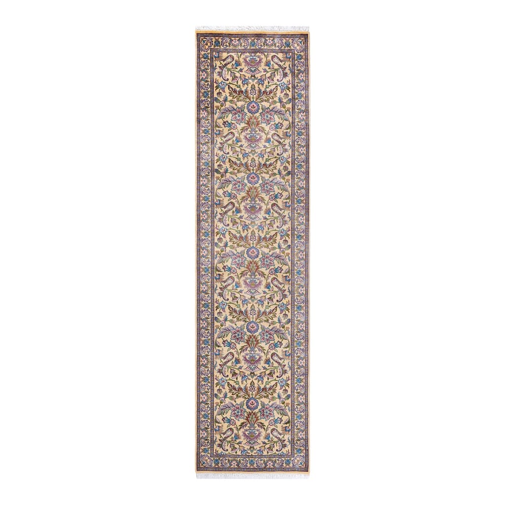 Overton Hand Knotted Wool Traditional Oriental Ivory Runner