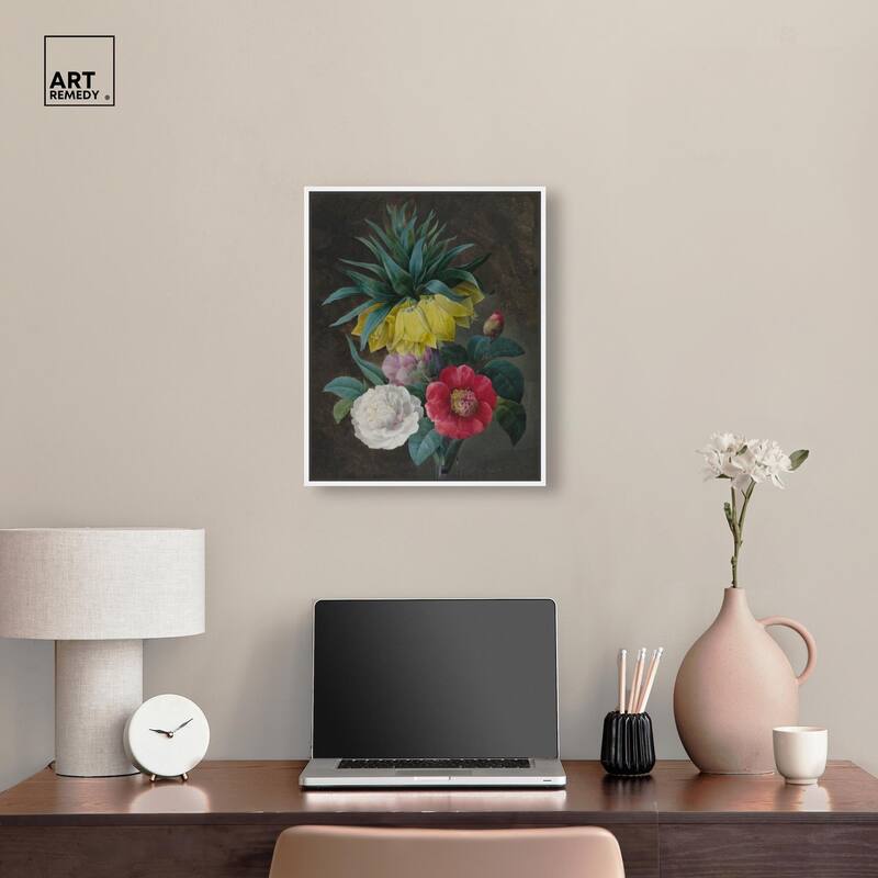 Four Peonies and a Crown Canvas by Art Remedy