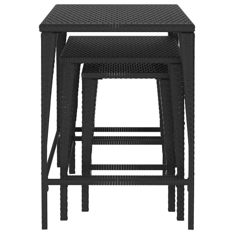 vidaXL Nesting Tables 3 pcs Brown Poly Rattan - 23.6" x 17.7" x 23.6"