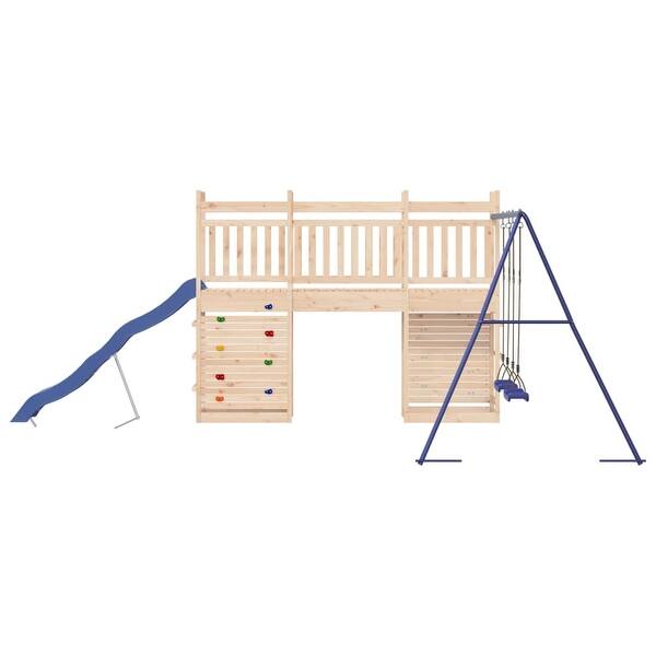 dimension image slide 2 of 5, vidaXL Swing Set Outdoor Backyard Wooden Playground Equipment for Kids Age 3-8
