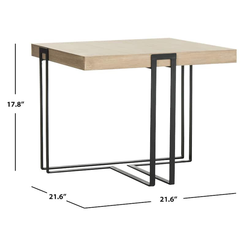 SAFAVIEH Tanya Mid-Century Modern Light Grey / Black End Table - 22" x 22" x 18" - 22Wx22Dx18H