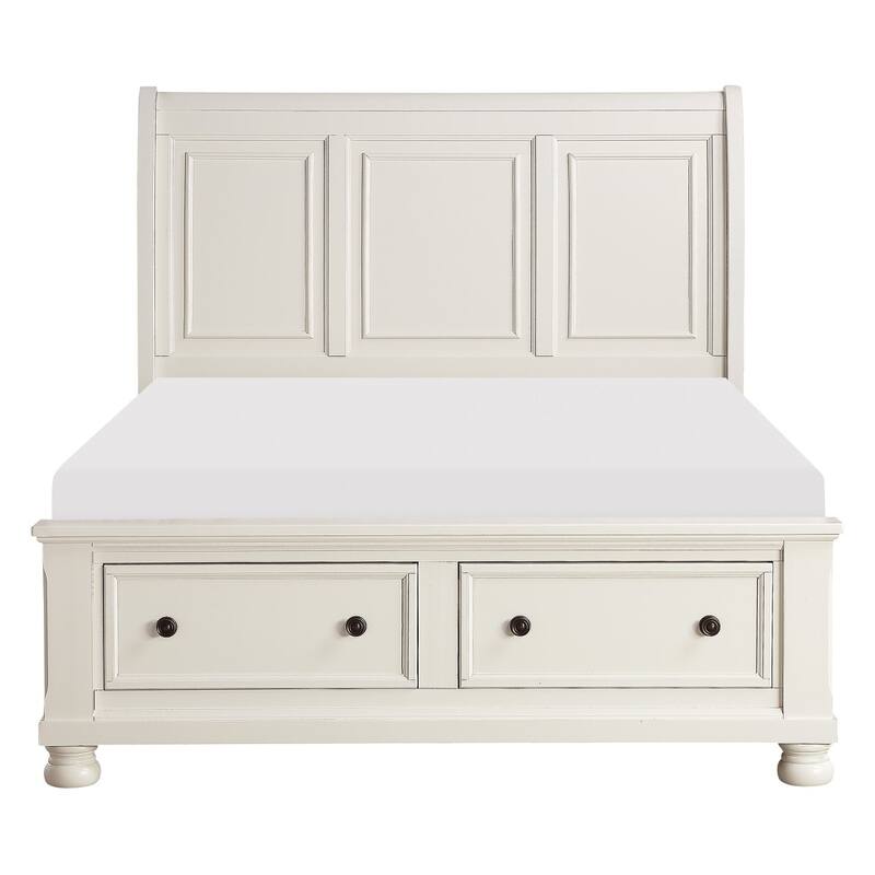 Delia White Sleigh Storage Platform Bed - King