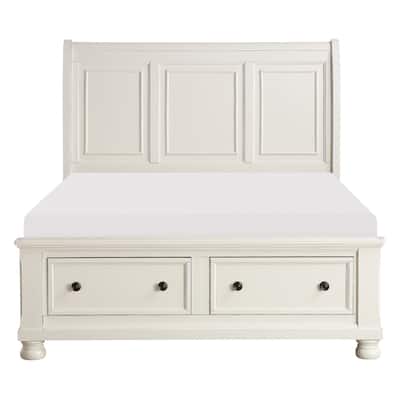 Delia White Sleigh Storage Platform Bed