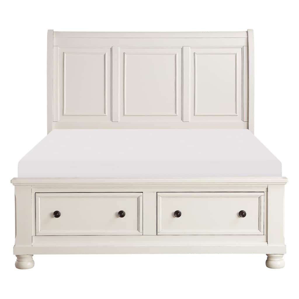 Delia White Sleigh Storage Platform Bed
