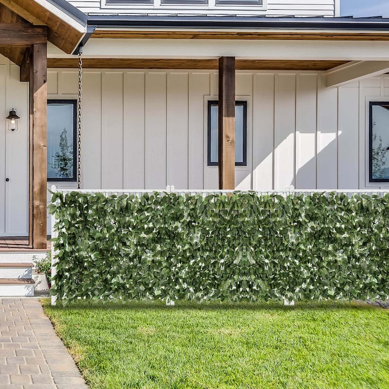 Artificial Lily Leaf Privacy Fence Sun-protective Greenery Backdrop