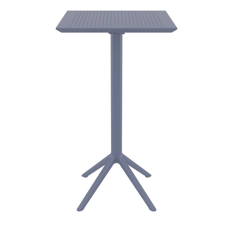 42.5" Gray Folding Square Outdoor Patio Bar Table