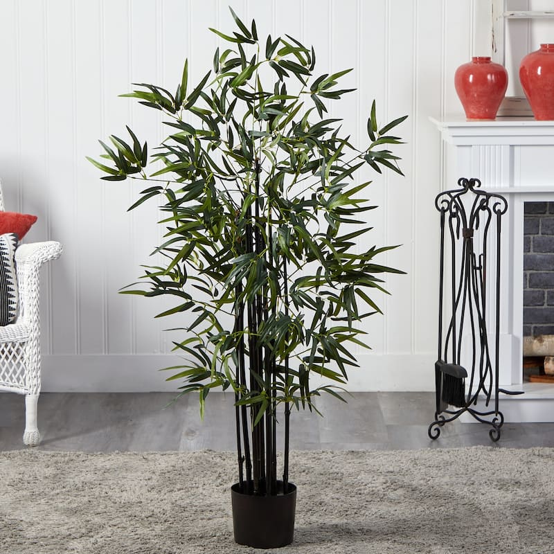 Black Bamboo Tree 4ft - Realistic Artificial Bamboo Plant for Home Office Decor - 4ft.