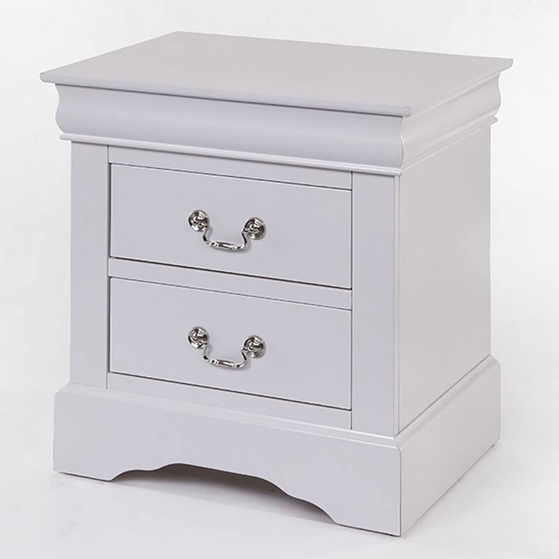 White 2-Drawer Nightstand with Metal Handles