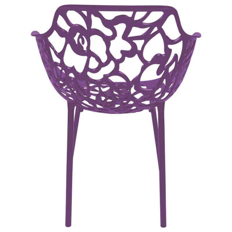 Devon Aluminum Dining Armchair with Floral Cutouts – Stackable, UV-Protected, Indoor/Outdoor Patio Side Chair