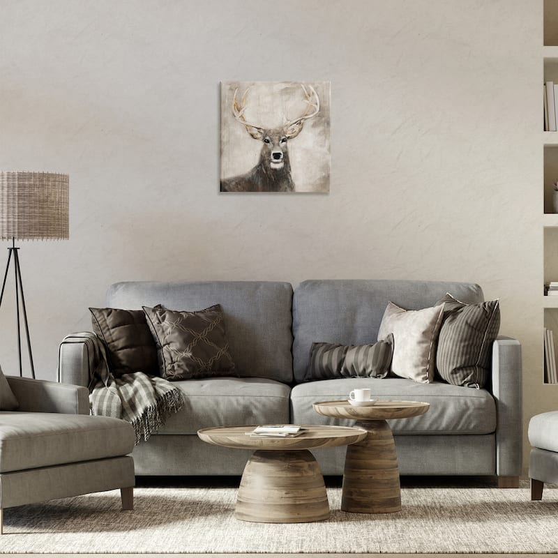 Stupell Gazing Deer in Neutrals Canvas Wall Art Design By Sally Swatland