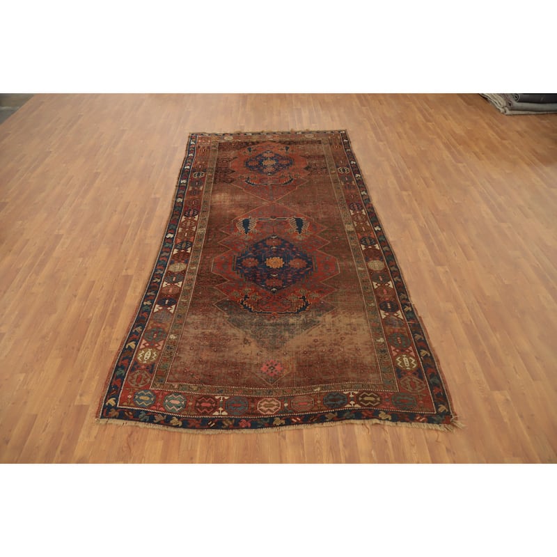 Hand Knotted Oriental 100% Wool Carpet Traditional Geometric Brown Afshar Area Rug - 11' 5'' X 5' 6''