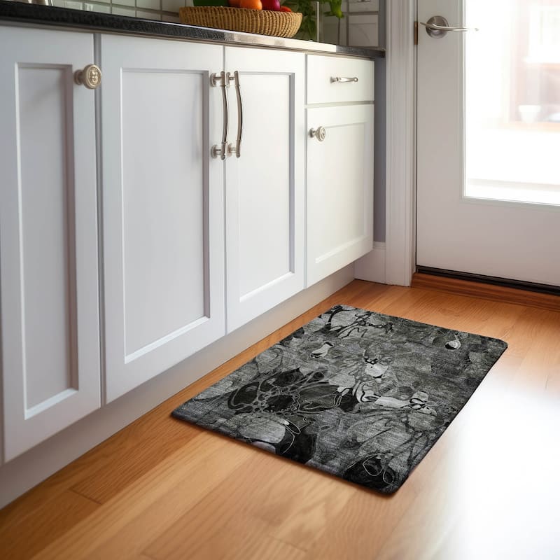 Premium Washable Super Soft Abstract Floral Mayfield Rug - Gray - 1' 8" x 2' 6" - Rectangle