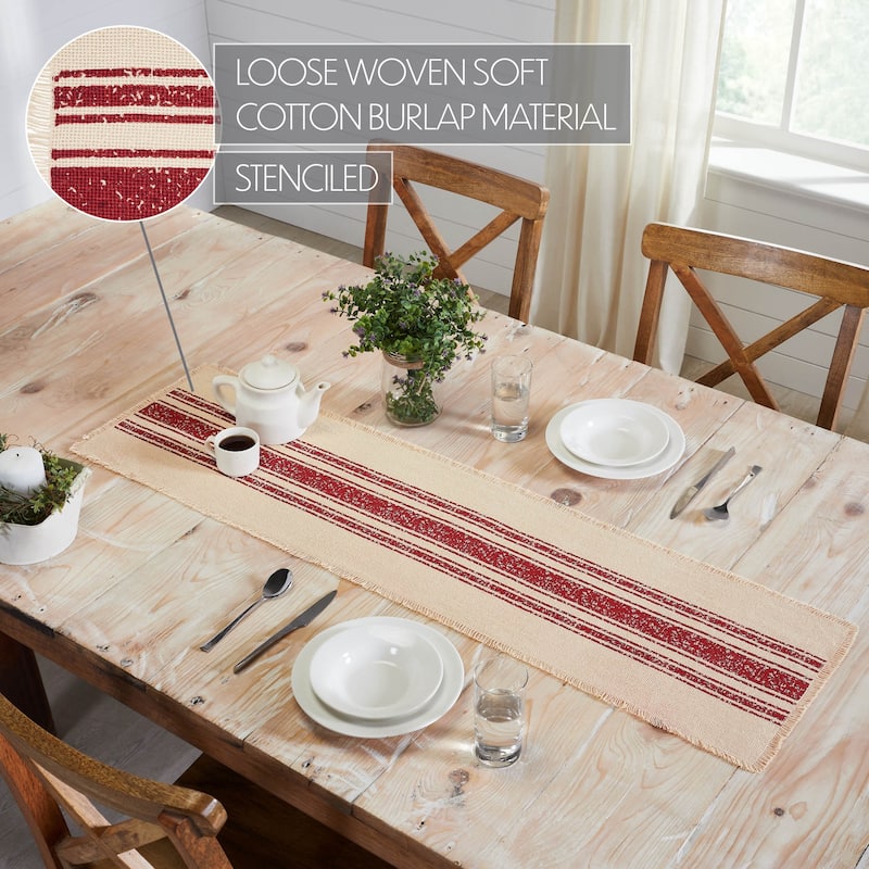 Vintage Burlap Stripe Runner