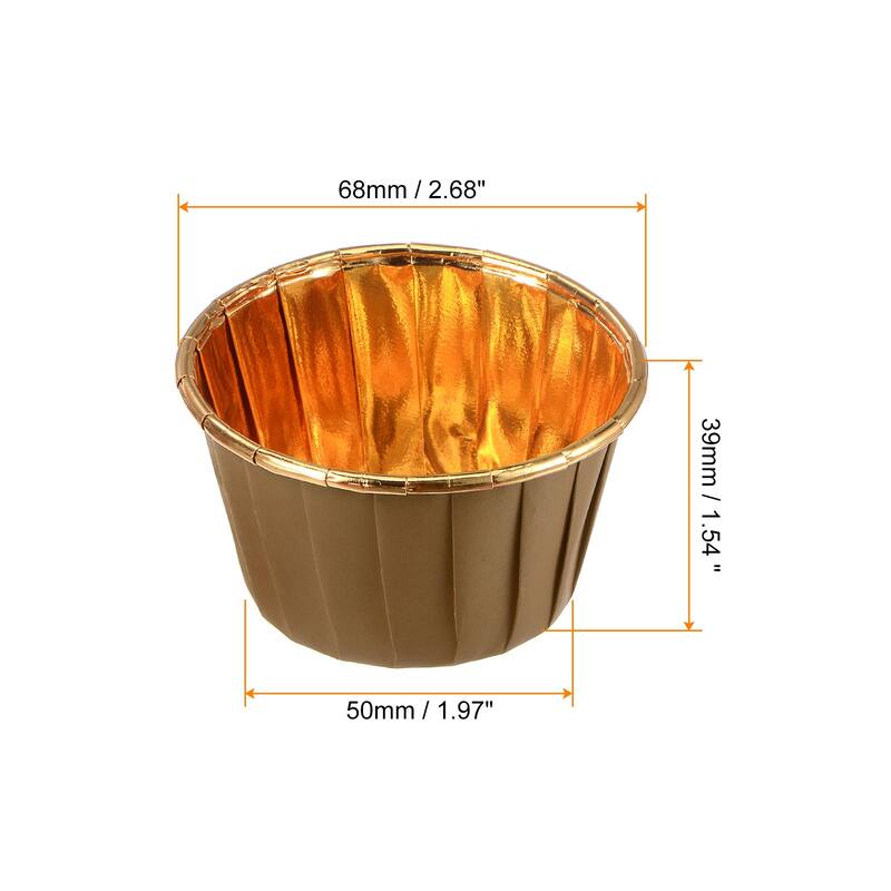 Cupcake Cups, 100pcs Aluminum Foil Standard Cupcake Liners - Brown Gold