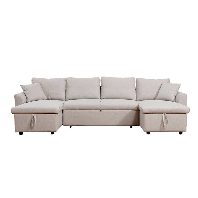 Fashionable U-Shape Pull-out Sleeper Sectional Sofa