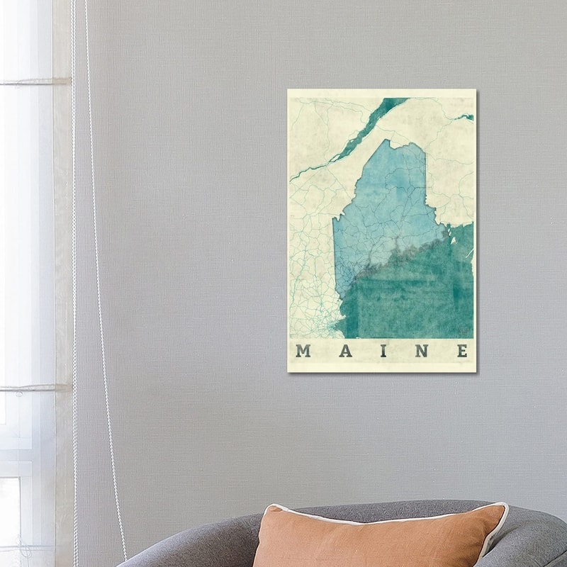 iCanvas "Maine Map" by Hubert Roguski Canvas Print - 26x18x1.5