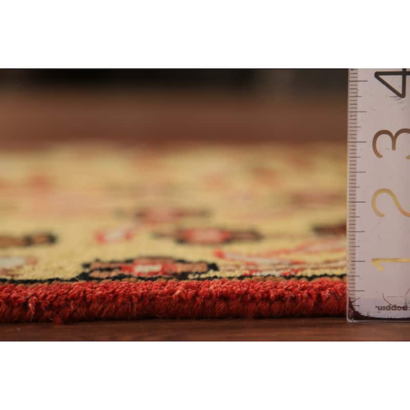 Animals Design Yellow Ziegler Indian Runner Rug Handmade Wool Carpet - 2'6"x 8'0"