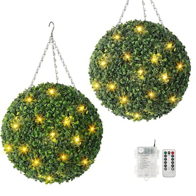 Pre-Lit Artificial Plant Topiary Ball Plant for Home Decor