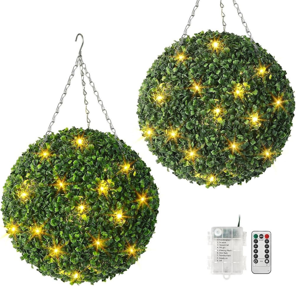 Pre-Lit Artificial Plant Topiary Ball Plant for Home Decor