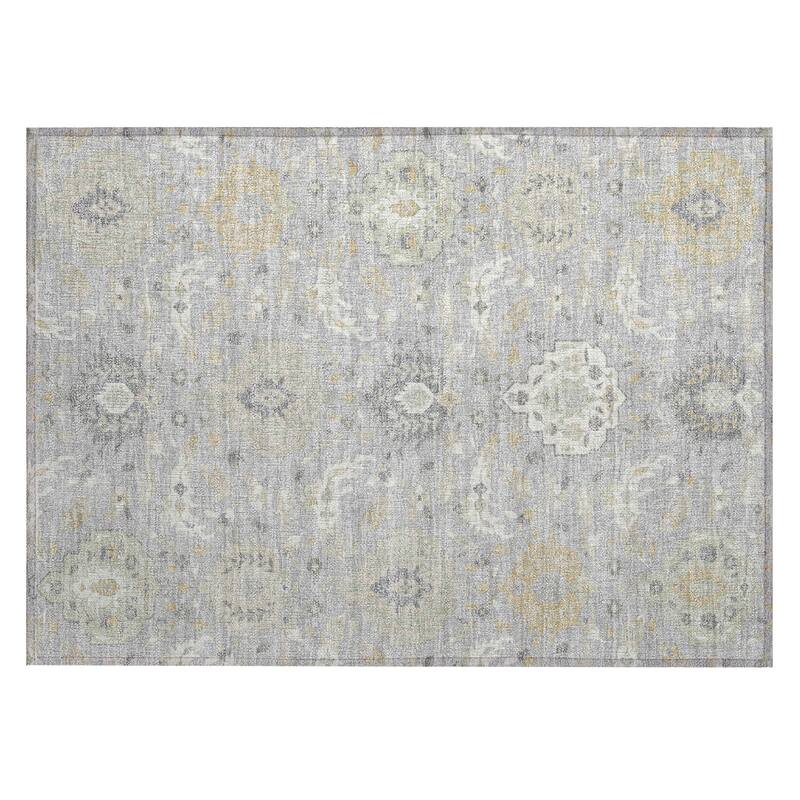 Machine Washable Indoor/ Outdoor Traditional Kashan Chantille Rug