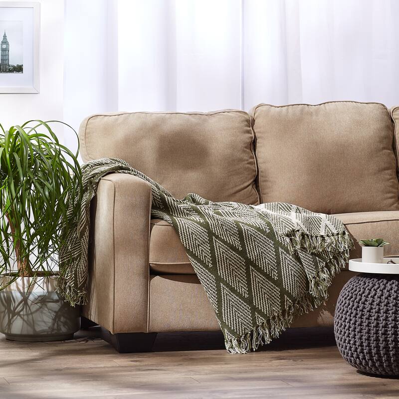 DII Natural Tone Multi Diamond Throw