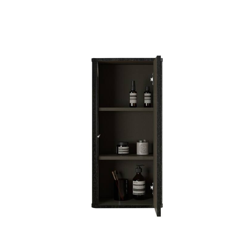 GDFStudio - Floating Wall-Mounted Side Cabinet with Curved Edges and Push-Open Door, Pre-Assembled Storage