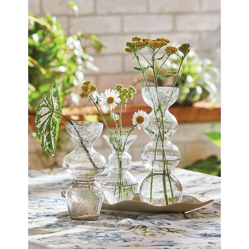 Bella Pebble Large Clear Glass Vase - Decorative Novelty Vase for Everyday Use, 9.25" H x 2.93" W, Hand Wash Only