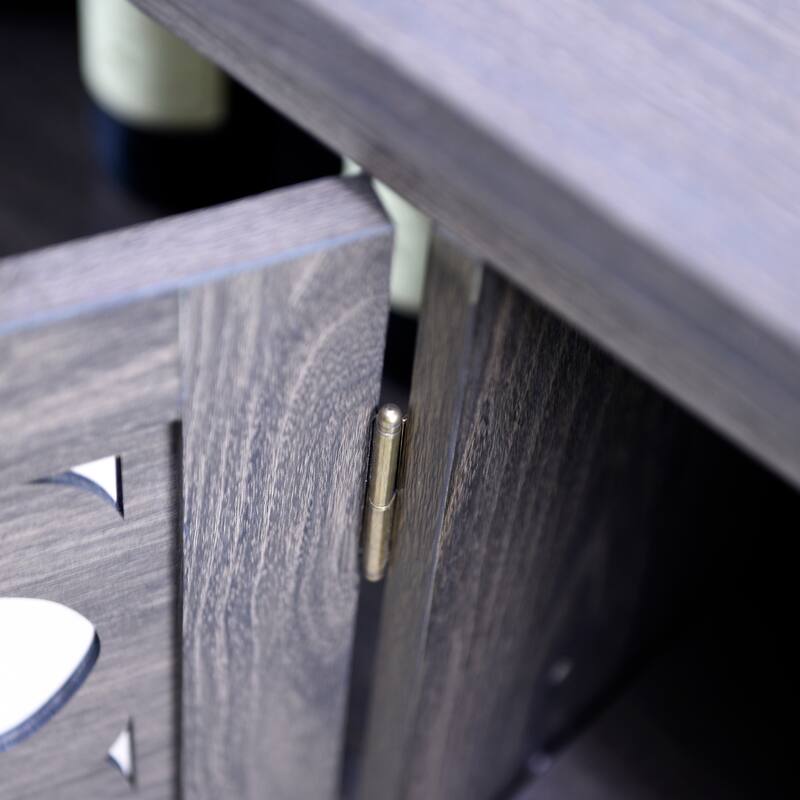 Anmytek 49" Brown Mirrored Door Sideboard Buffet Cabinet with Adjustable Shelves Spacious Storage for Living Room Kitchen