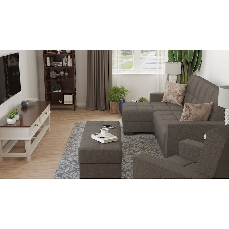 Upholstered Ottoman with Storage - Brown