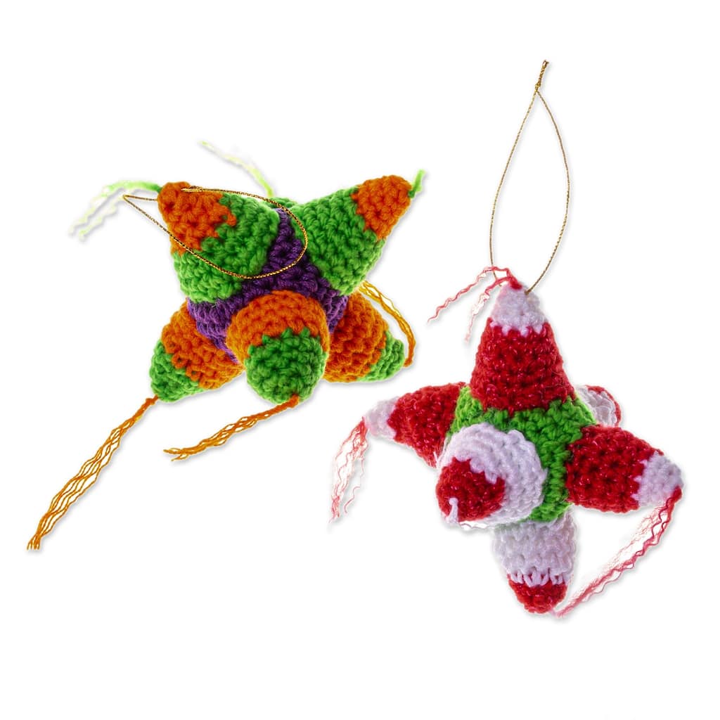 Novica Handmade Piñata Cheer Crocheted Ornaments (Pair)