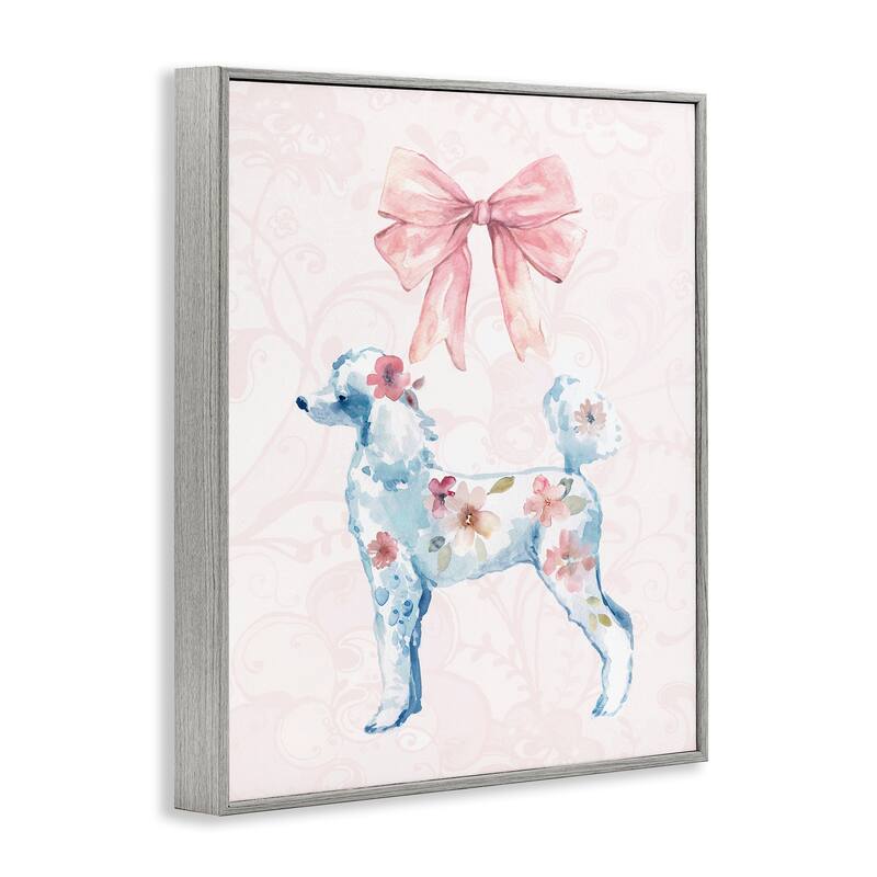 Stupell Pastel Floral Dog Framed Giclee Art Design By Carol Robinson