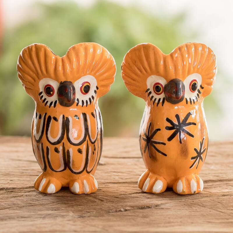Novica Handmade Happy Tecolote Family Ceramic Figurines (Pair)