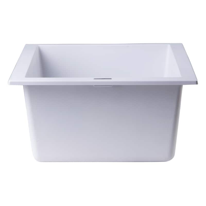 Alfi Brand White Granite Composite 17-inch Undermount Rectangular Kitchen Prep Sink