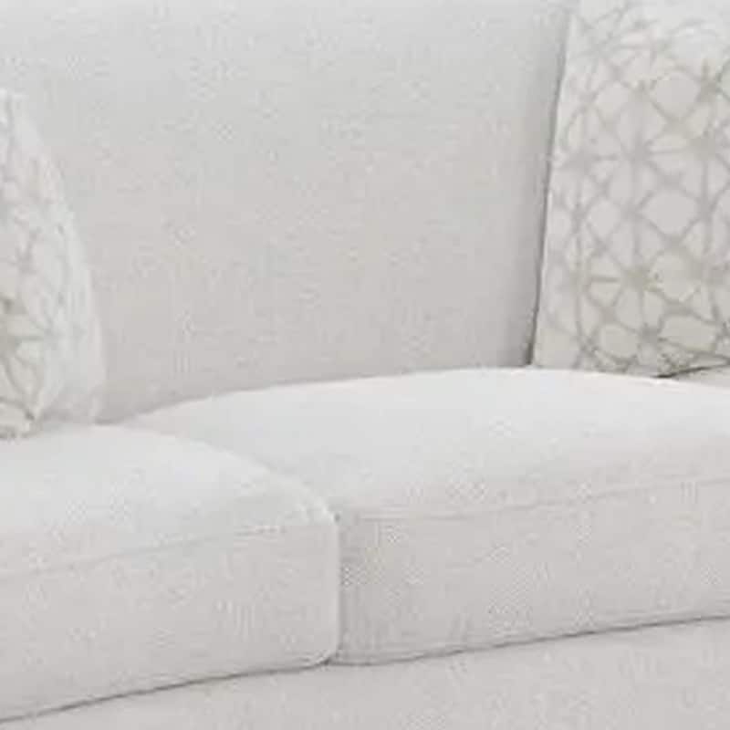 Tia 89 Inch Modern Curved Sofa with 2 Throw Pillows, Cream Boucle Fabric