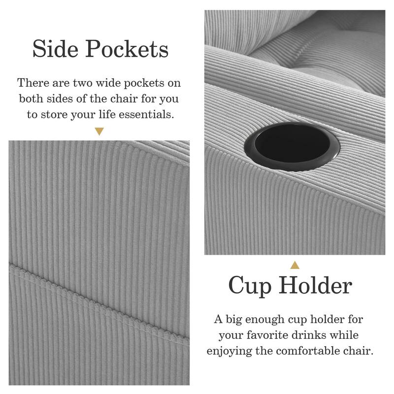 3-in-1 Corduroy Sleeper Sofa Pull-Out Bed Convertible Adjustable Loveseat with USB Port