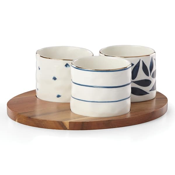 Lenox Blue Bay 4-Piece Snack Bowl & Tray Set